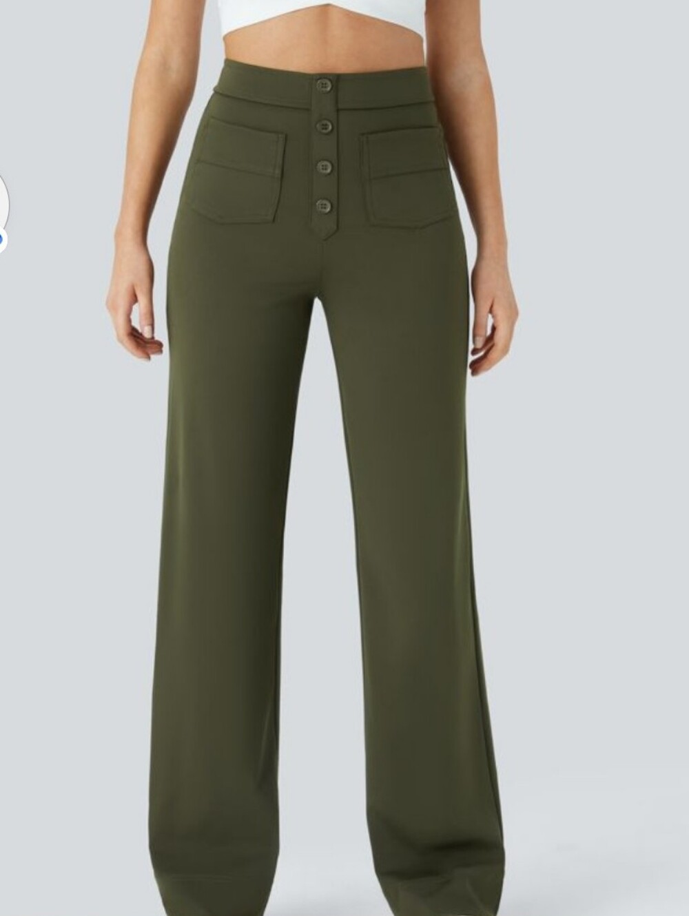 HALARA Forest Green High-Rise Straight-Leg Pants